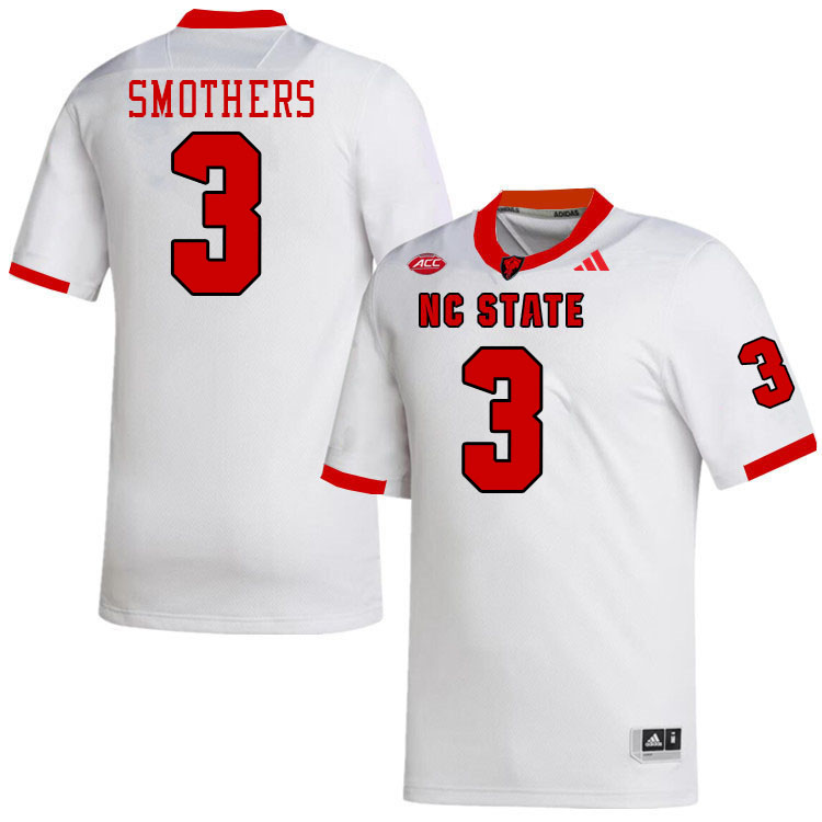 NC State Wolfpack #3 Hollywood Smothers College Football Jerseys Stitched-White